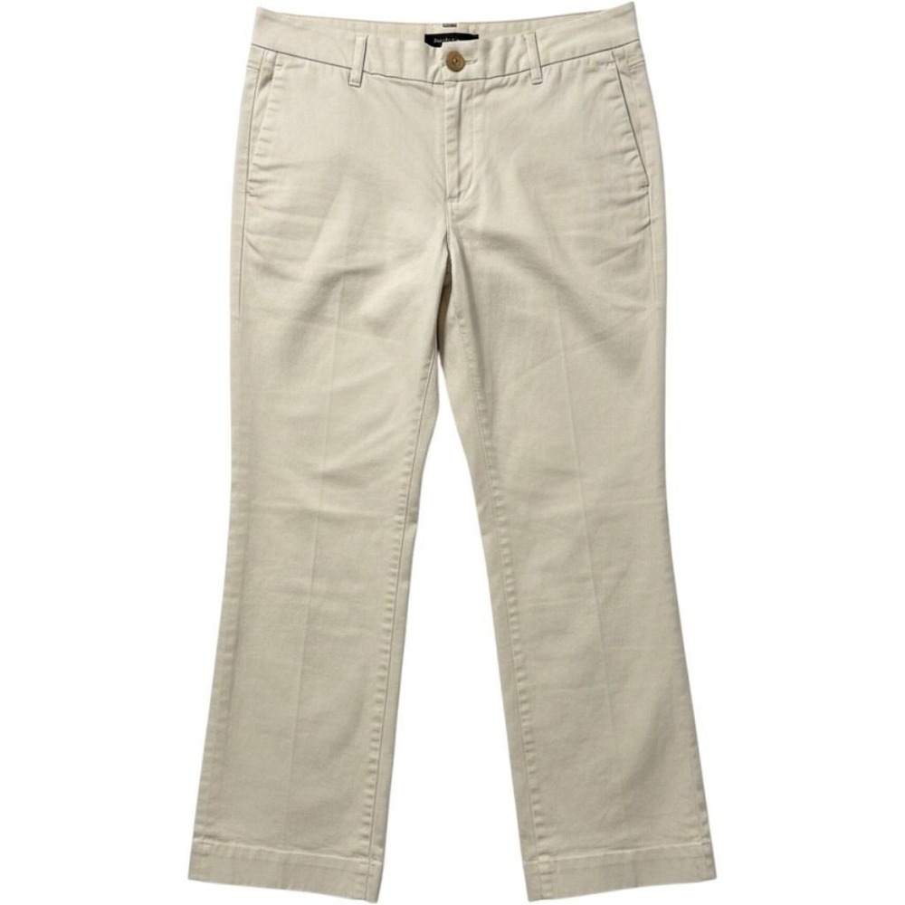 Gap Stretch Trouser Pants Womens 6 Regular Cream Khaki Straight Leg Mid Rise